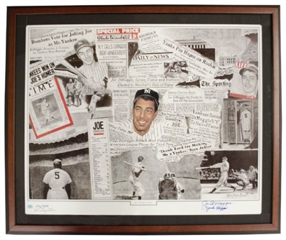 Large Framed Joe DiMaggio Signed and Inscribed Limited Edition Print